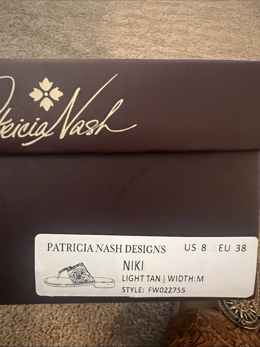 Patricia Nash Niki Tan Tooled Leather Compass Medallion Sandals - Picture 7 of 7